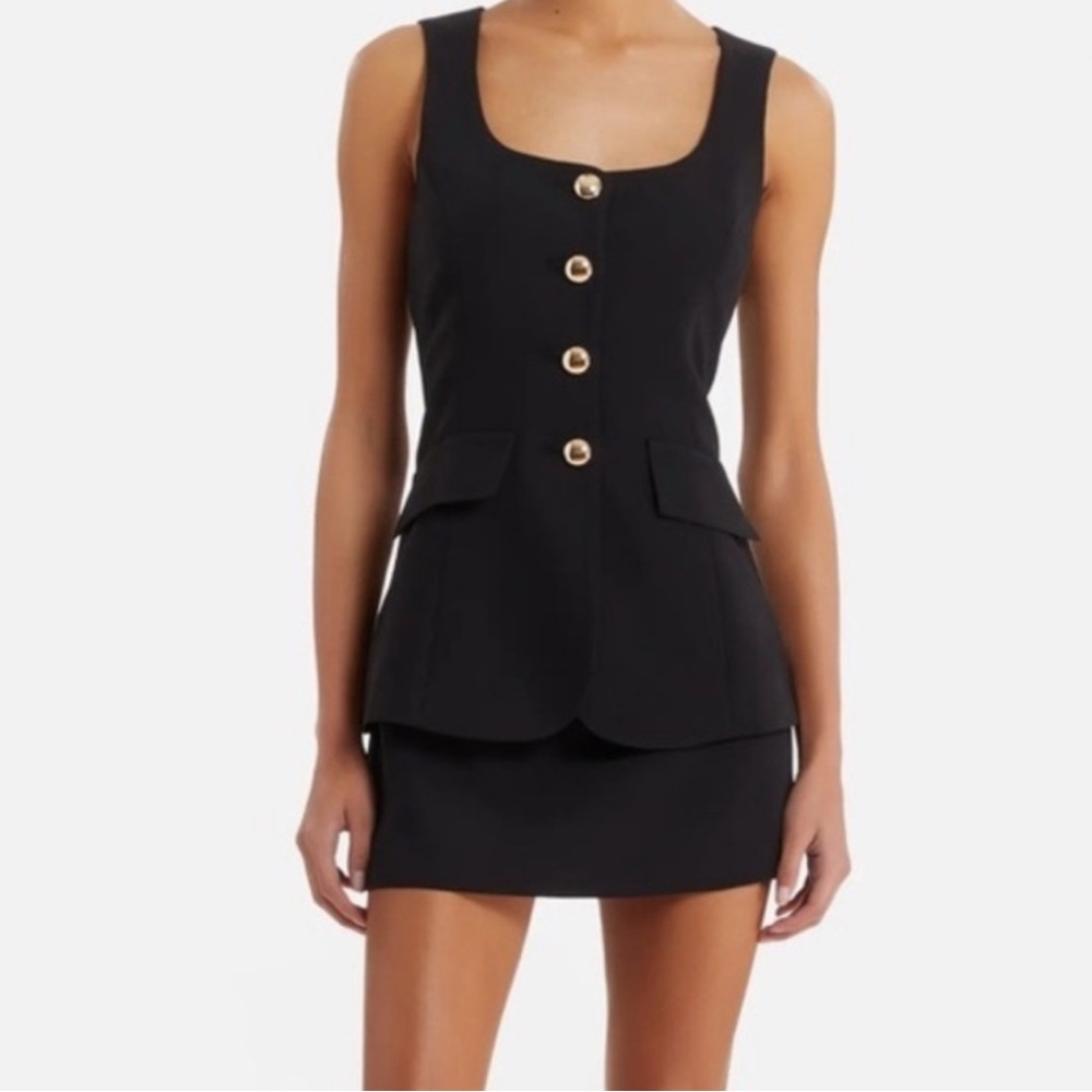 Amanda Uprichard Kya Black Button-Front Romper MEDIUM